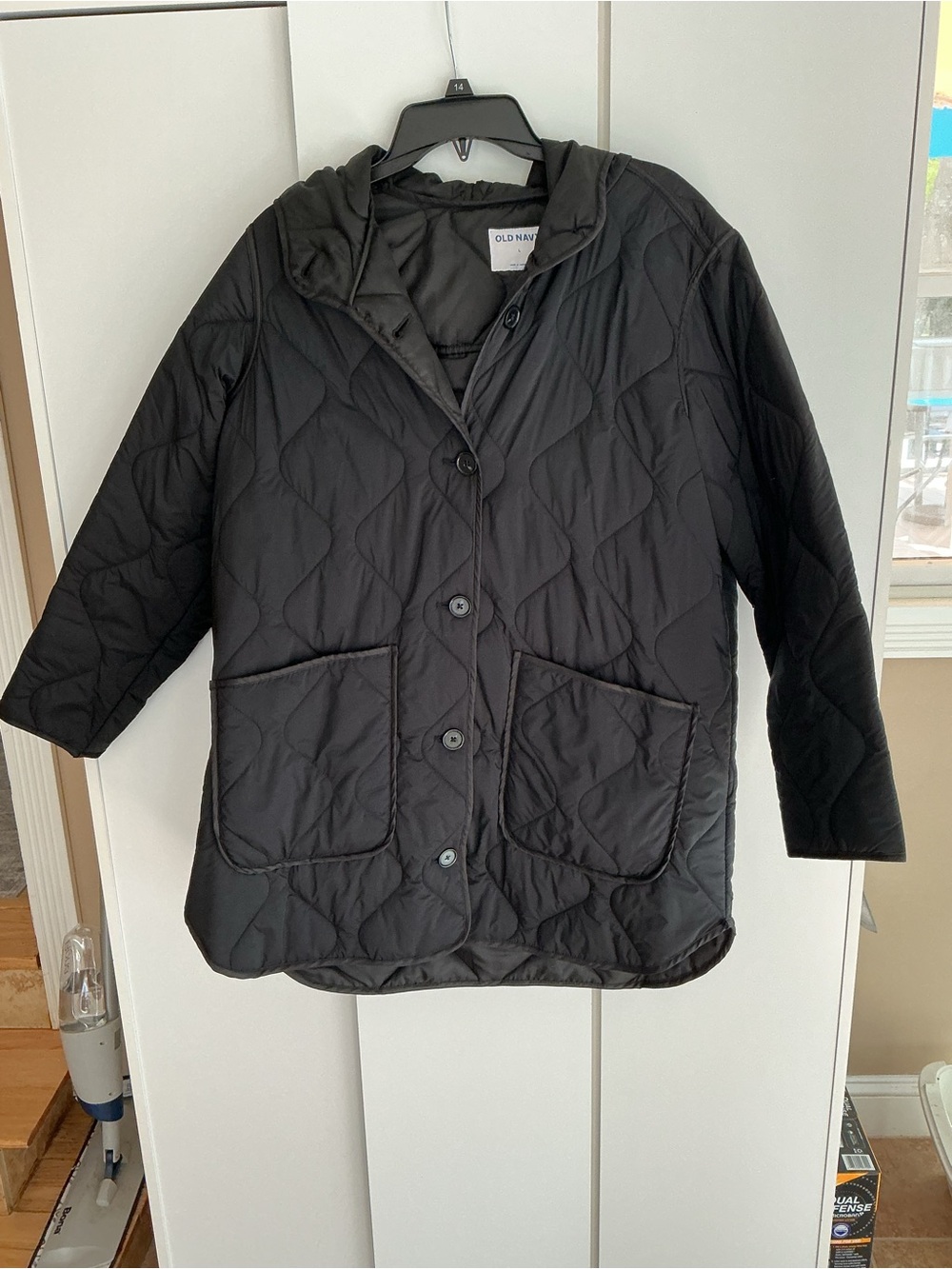 Old Navy Black Quilted Hooded Puffer Jacket